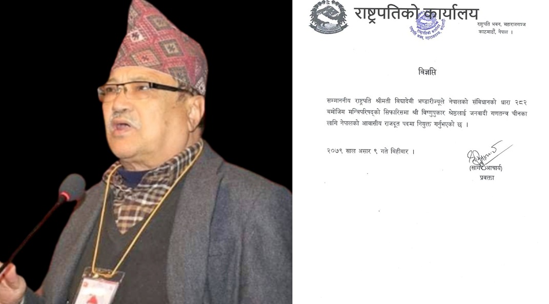विष्णुपुकार श्रेष्ठ चीनका लागि नपाली राजदूतमा नियुक्त