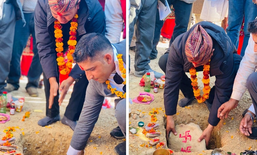गलकाेट ४ मा नीलबराह मन्दिरकाे शिलान्यास, जग्गा दातालाई सम्मान