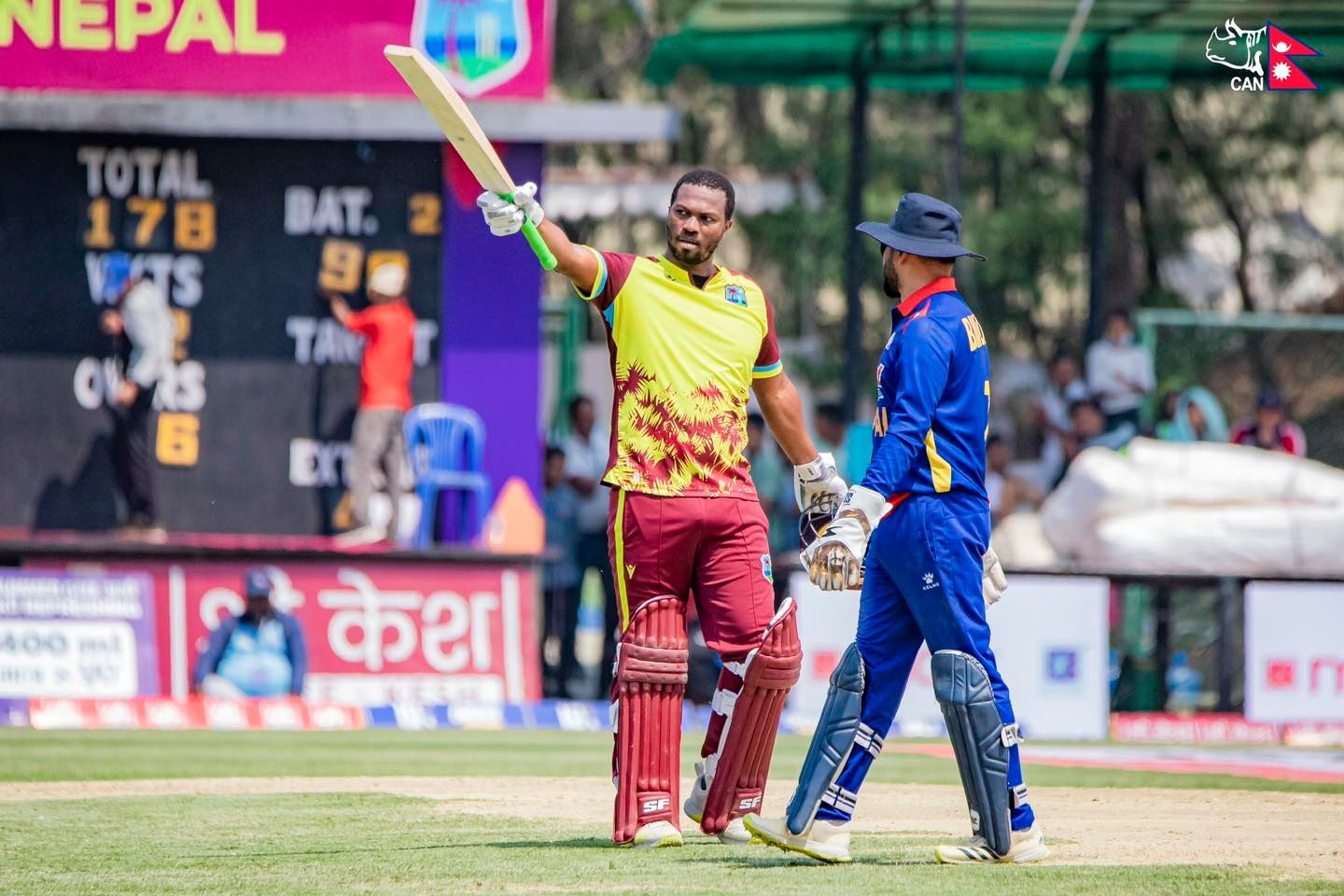 जोन्सन चार्ल्सको शतकमा नेपाललाई वेस्ट इन्डिजले दियाे २ सय २८ रनको विशाल लक्ष्य