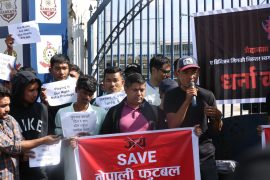 ‘ए’ डिभिजन लिग स्थगनविरुद्ध एन्फा मुख्यालयमा धर्ना (फोटोफिचर)