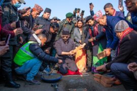 बालेन र सुनिताबाट का.म.पा ३२ को वडा प्रशासकीय भवनको शिलान्यास